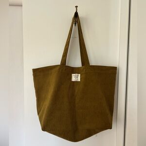 NWOT Sezane Olive Brown Corduroy tote